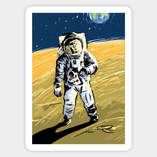 Moon landing illustration Sticker